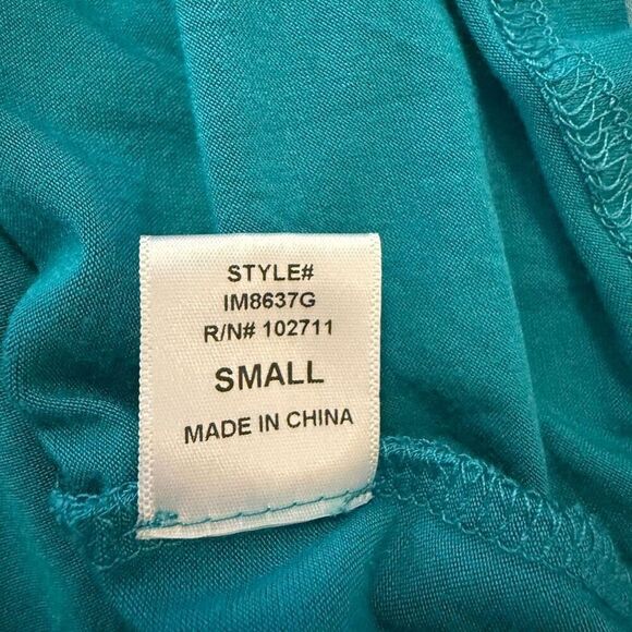 Gibson Teal Tank With Watercolor Silk Overlay Top Sz S - Picture 10 of 15